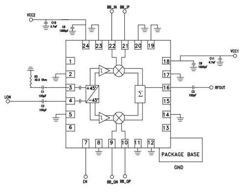 The HMC109LP4E quadrature modulator from Hittite Microwave Hittite Microwave HMC1097LP4E